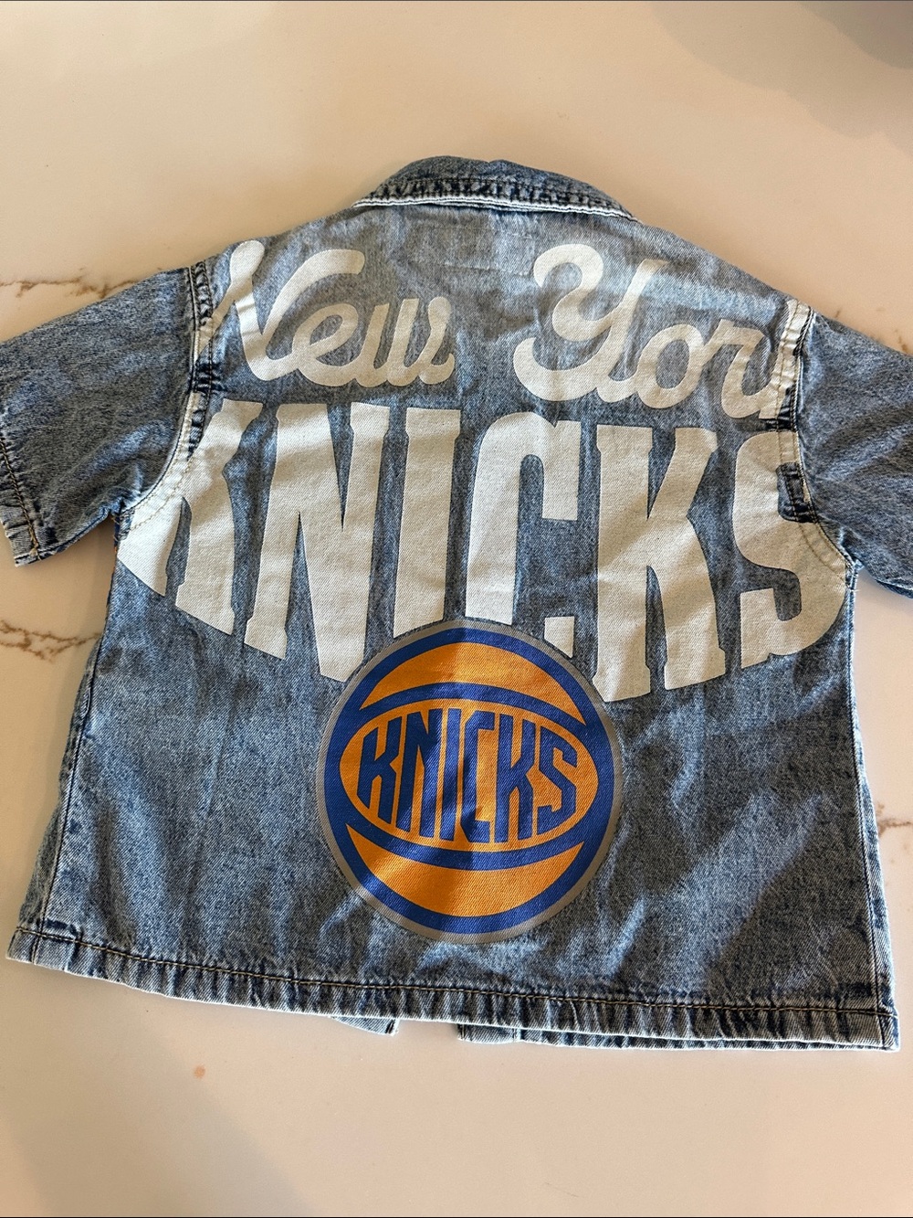 Zara Blue Denim New York Knicks Button-Down Shirt